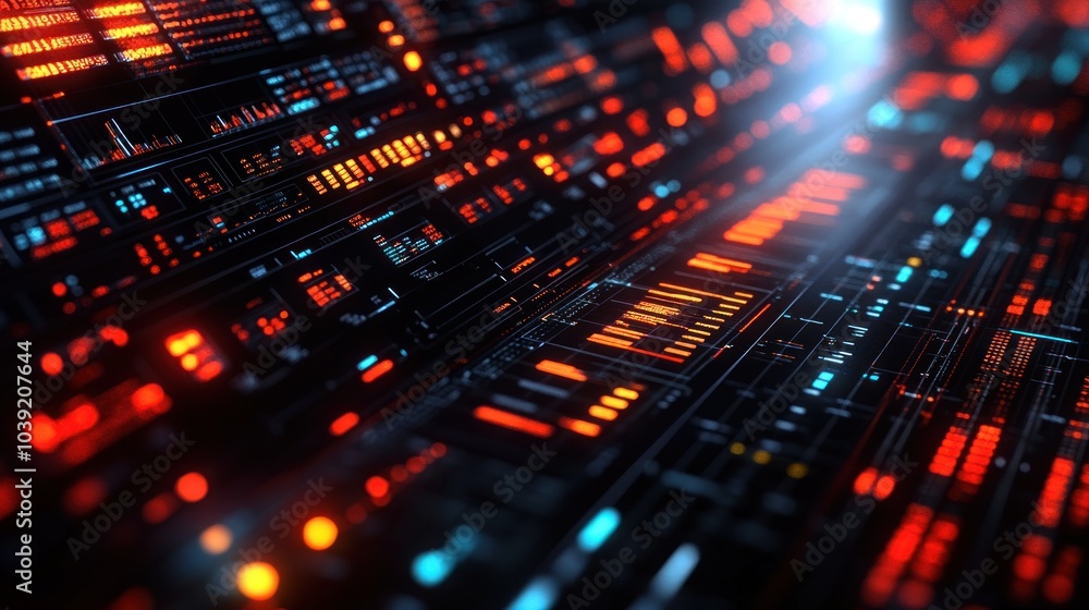 Abstract digital landscape with glowing data streams and patterns. Abstract digital landscape with glowing data streams and patterns.