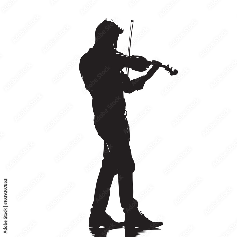 A man playing Violin silhouette isolated on white background A man playing Violin silhouette isolated on white background