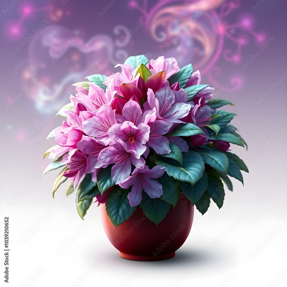 A red vase with pink flowers in it A red vase with pink flowers in it