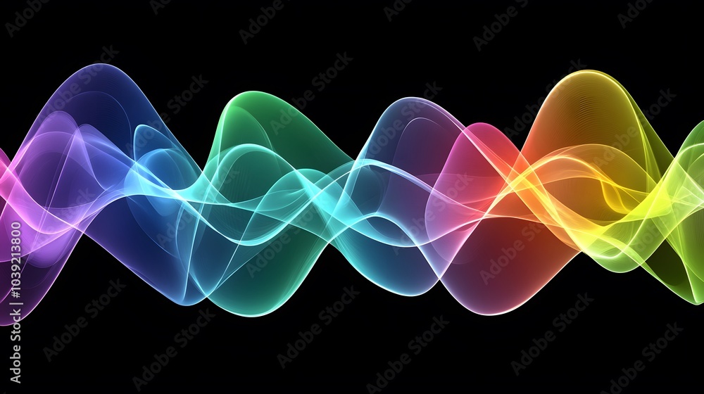 Fototapeta premium Colorful Light Trails in Motion on Black Background