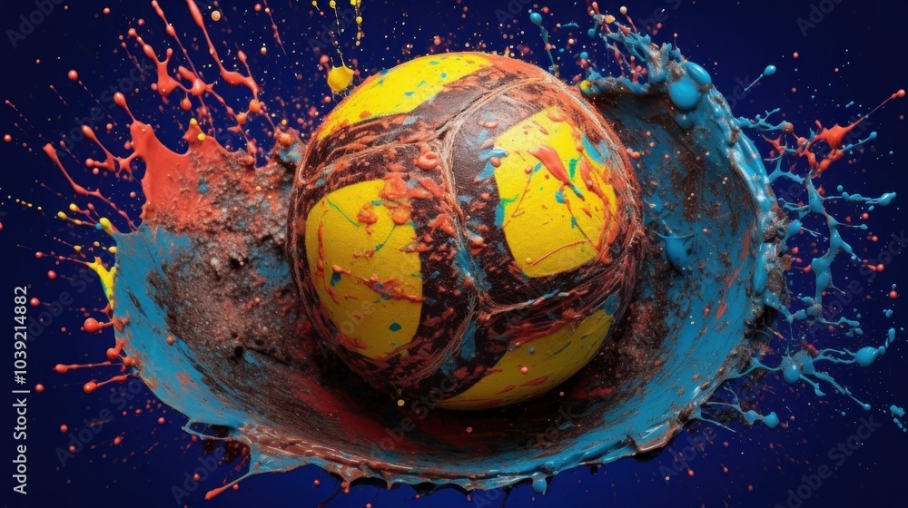 Naklejka premium Soccer Ball Explosion in Colors