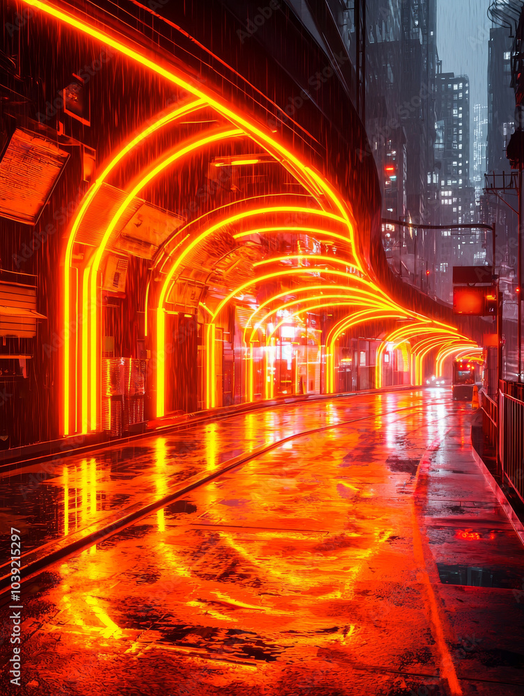 Cyberpunk neon light future city street scene Cyberpunk neon light future city street scene