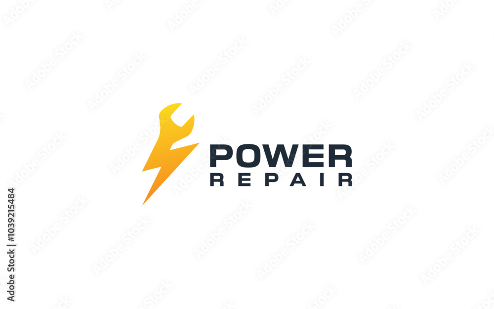 Obraz premium wrench lightning logo design vector illustration