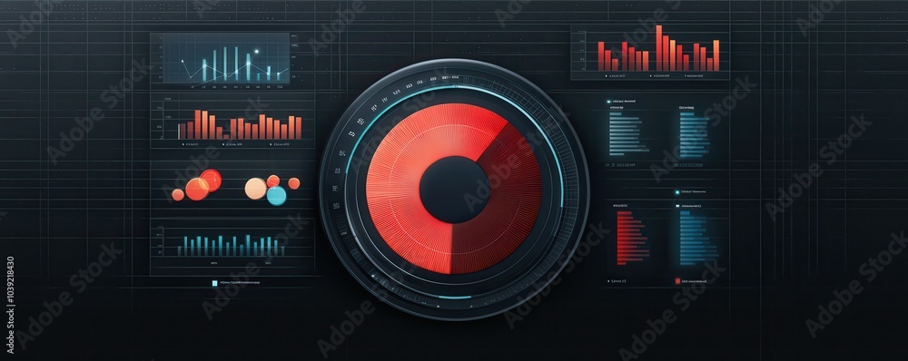 A sleek, modern data visualization dashboard featuring circular and bar graphs in vibrant colors, emphasizing analytics and performance metrics. A sleek, modern data visualization dashboard featuring circular and bar graphs in vibrant colors, emphasizing analytics and performance metrics.