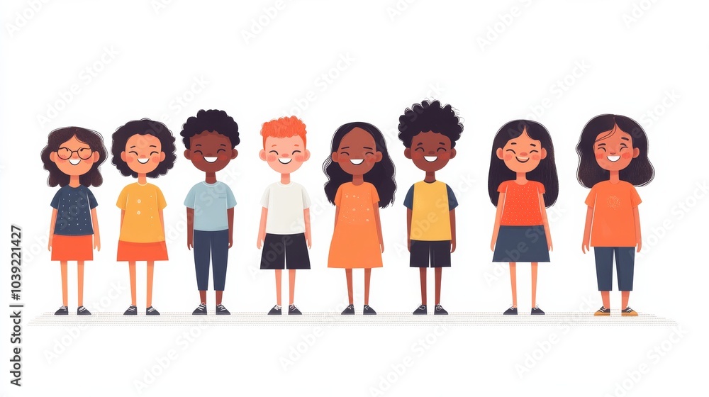 Smiling Diverse Children Standing Together - A Celebration of Inclusivity and Friendship Smiling Diverse Children Standing Together - A Celebration of Inclusivity and Friendship