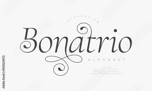 Bonatri typography beauty fashion elegant minimalist serif italic fonts decorative wedding vintage retro logos. Minimal luxury font alphabet logo. Vector illustration