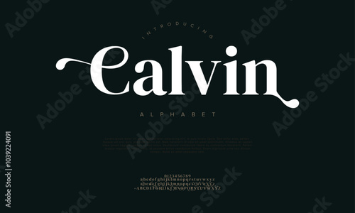 Calvin typography beauty fashion elegant minimalist serif italic fonts decorative wedding vintage retro logos. Minimal luxury font alphabet logo. Vector illustration