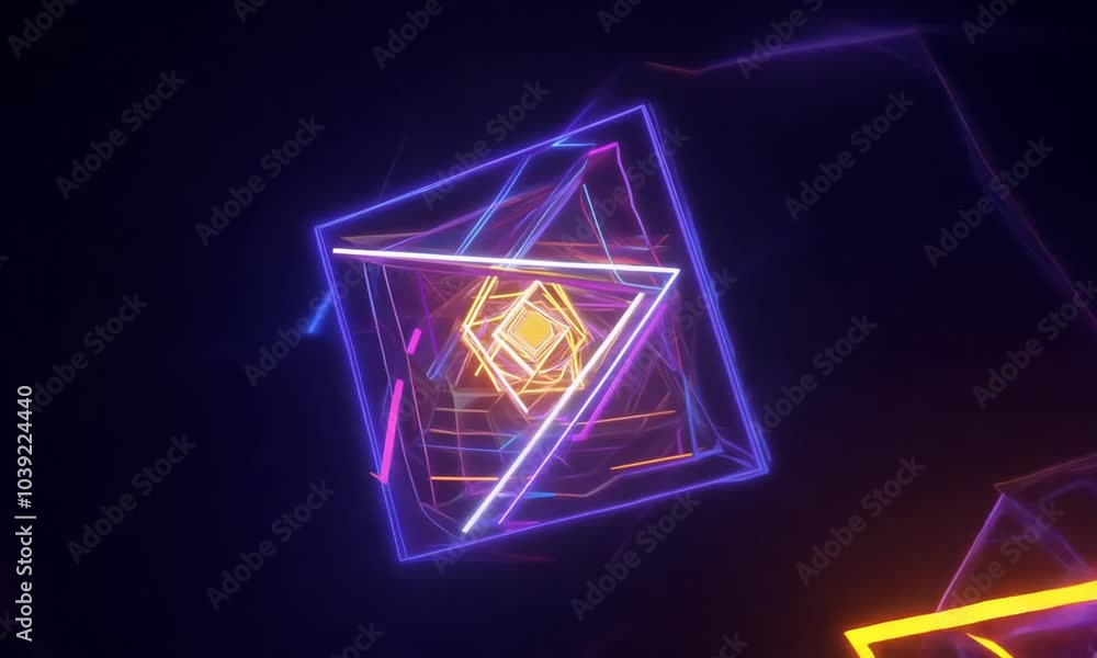 Neon Geometry: Abstract 3D Render of glowing neon shapes and lines. Dynamic and vibrant energy in a futuristic design. Neon Geometry: Abstract 3D Render of glowing neon shapes and lines. Dynamic and vibrant energy in a futuristic design.