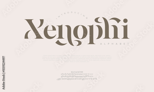 Xenophi typography beauty fashion elegant minimalist serif italic fonts decorative wedding vintage retro logos. Minimal luxury font alphabet logo. Vector illustration