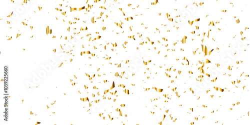 Doted and confetti golden glitter on transparent background. Shiny glittering dust. Gold glitter sparkle confetti that floats down falling. Vector illustration.