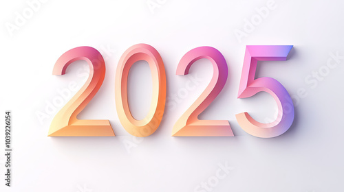 3d render of artistic numbers "2025", poster design and background template for new year