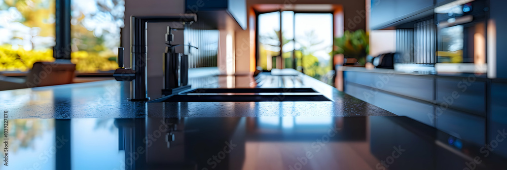 Kitchen Countertop with Faucet and Sink - Realistic Image Kitchen Countertop with Faucet and Sink - Realistic Image