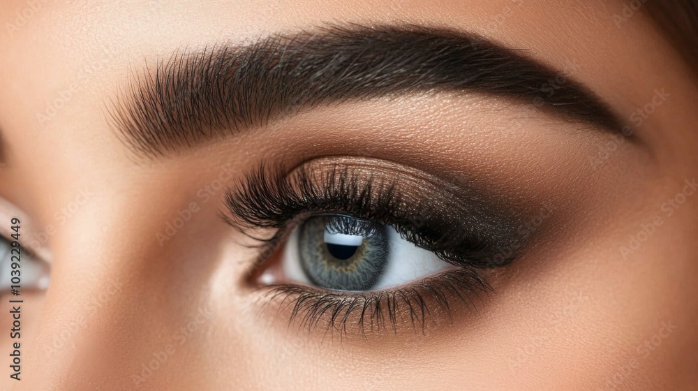 Naklejka premium Close-Up View of Beautiful Eye with Makeup