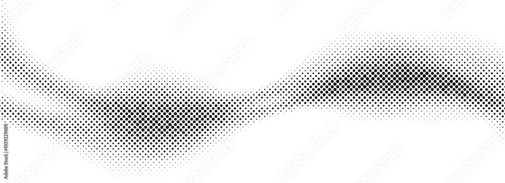 © vika_k - Comic halftone wave background. Dotted curved flow wallpaper. Abstract textured fluid backdrop. Black grit pop art swoosh element for poster, banner, overlay, card, brochure, flyer, leaflet. Vector © vika_k - Comic halftone wave background. Dotted curved flow wallpaper. Abstract textured fluid backdrop. Black grit pop art swoosh element for poster, banner, overlay, card, brochure, flyer, leaflet. Vector