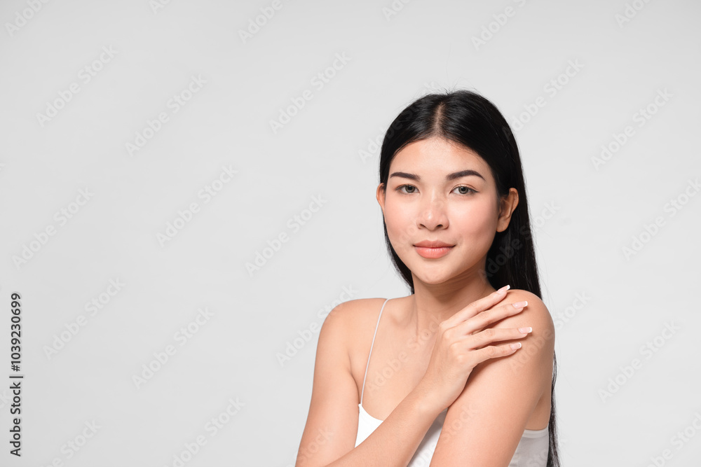Beautiful young asian woman with clean fresh skin on face. Girl facial treatment. Cosmetology, beauty and spa. Beautiful young asian woman with clean fresh skin on face. Girl facial treatment. Cosmetology, beauty and spa.