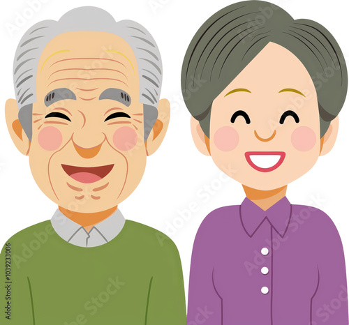 Smiling elderly couple