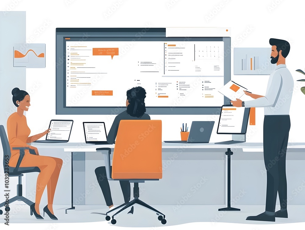 Digital Among Professionals in a Modern Office Environment with Data Presentation and Analysis Tools Digital Among Professionals in a Modern Office Environment with Data Presentation and Analysis Tools