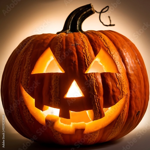 Realistic Pumpkin on Solid Background – Graphic Design for National Pumpkin Day, Halloween, and Festive Celebrations photo