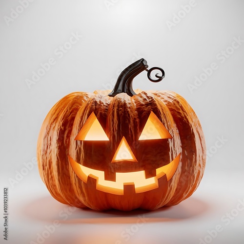 Realistic Pumpkin on Solid Background – Graphic Design for National Pumpkin Day, Halloween, and Festive Celebrations photo