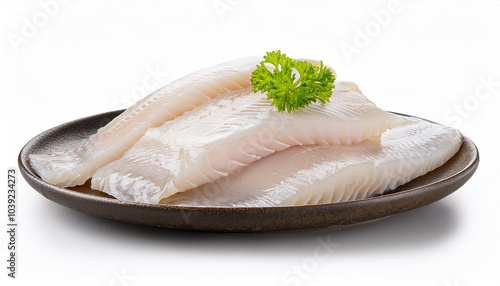 Fresh raw snowfish fillets isolated on white background illustration for food, seafood and fish clipart photo