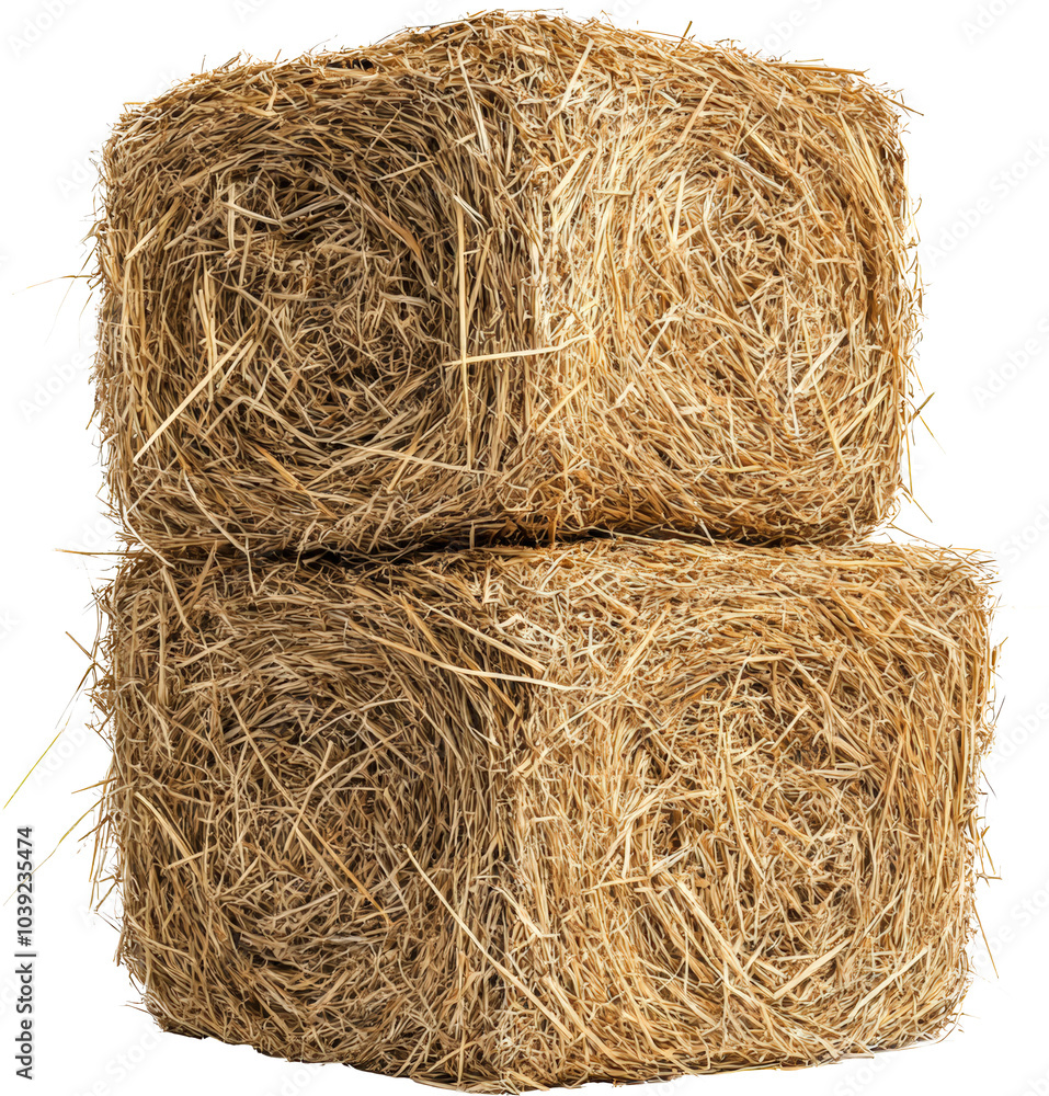 Two hay bales stacked up Two hay bales stacked up