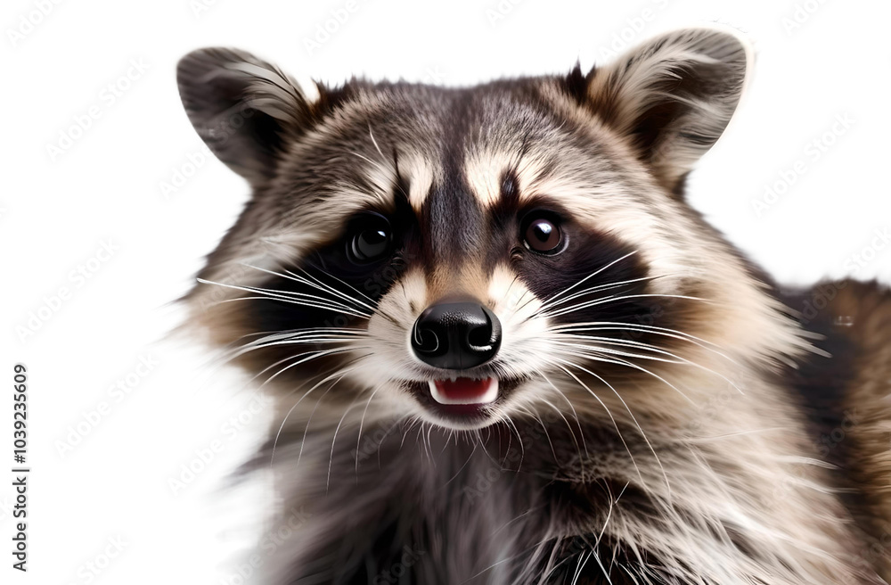 Raccoon on a plain white background Raccoon on a plain white background