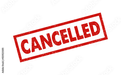 Cancelled red ink rubber stamp sign symbol seal badge dusty grunge effect rejected declined warning information tag vignette