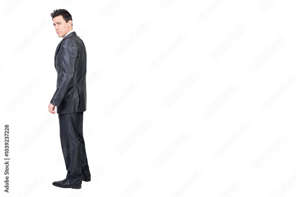 Alluring man in suit looking with flirting face Alluring man in suit looking with flirting face
