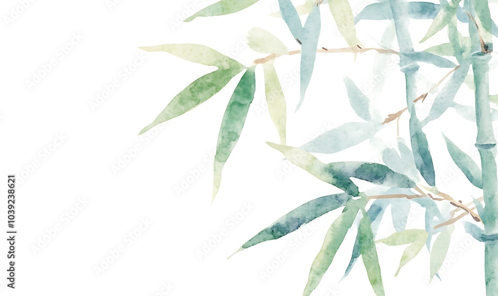 Fototapeta premium bamboo plants in the middle of the picture isolated on the white background, Generative AI