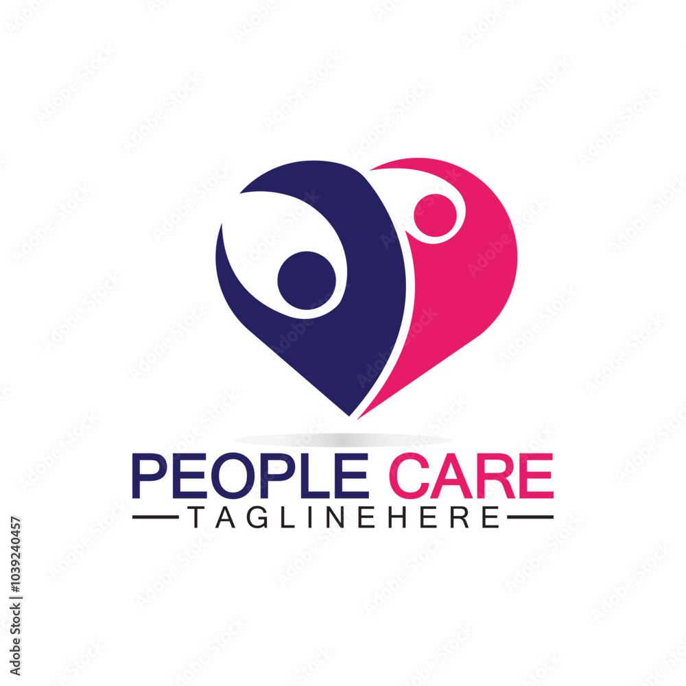 People Care logo with heart and person symbol design. logo Love and Care for Charity and support People People Care logo with heart and person symbol design. logo Love and Care for Charity and support People