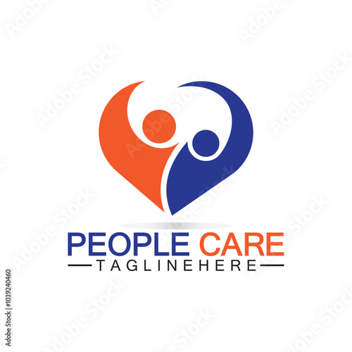 Free Download People Care logo with heart and person symbol design. logo Love and Care for Charity and support People - GFXLoad