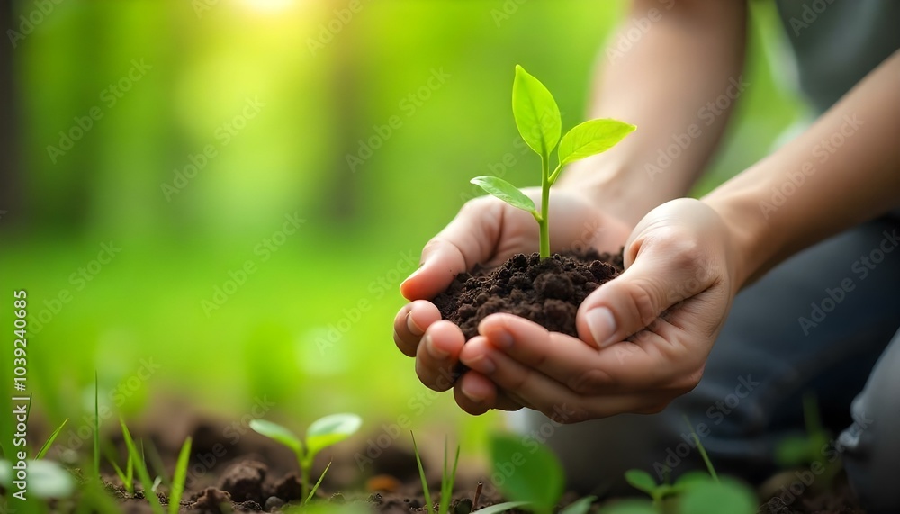 hands holding a plant hands holding a plant