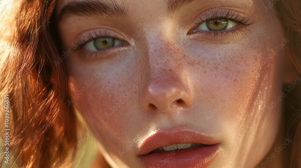 Close-Up Shot of a Young Woman with Freckles Close-Up Shot of a Young Woman with Freckles