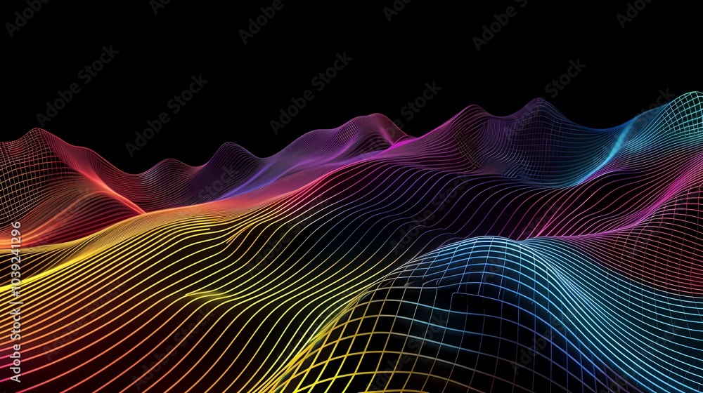 digital technology colorful gradient wave grid line poster background digital technology colorful gradient wave grid line poster background