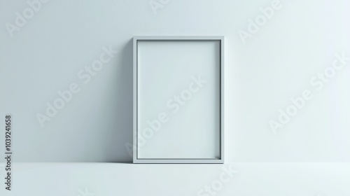 A minimalist 3D render of a single photo frame isolated on a white background, symbolizing family memories with space for design elements