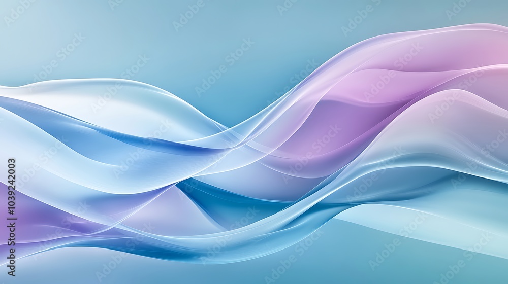 A futuristic, smooth abstract design with layered translucent shapes in pastel tones on a cyan background A futuristic, smooth abstract design with layered translucent shapes in pastel tones on a cyan background