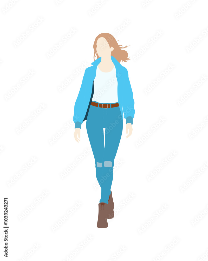 Flat vector people and illustration, woman with casual outfit Flat vector people and illustration, woman with casual outfit