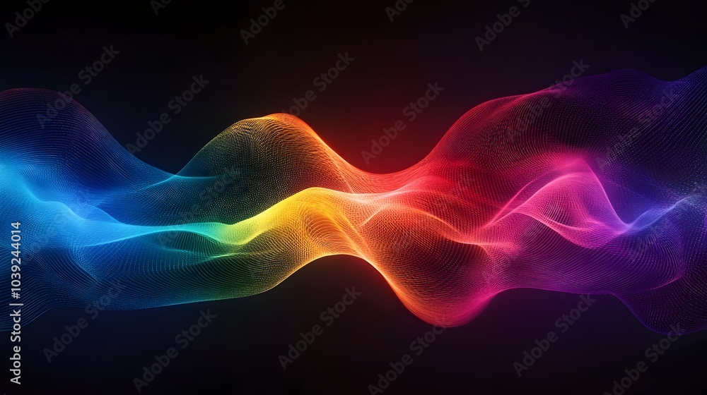 Fototapeta premium Vibrant Colorful Abstract Sound Waves Flowing Dynamically Through Digital Space
