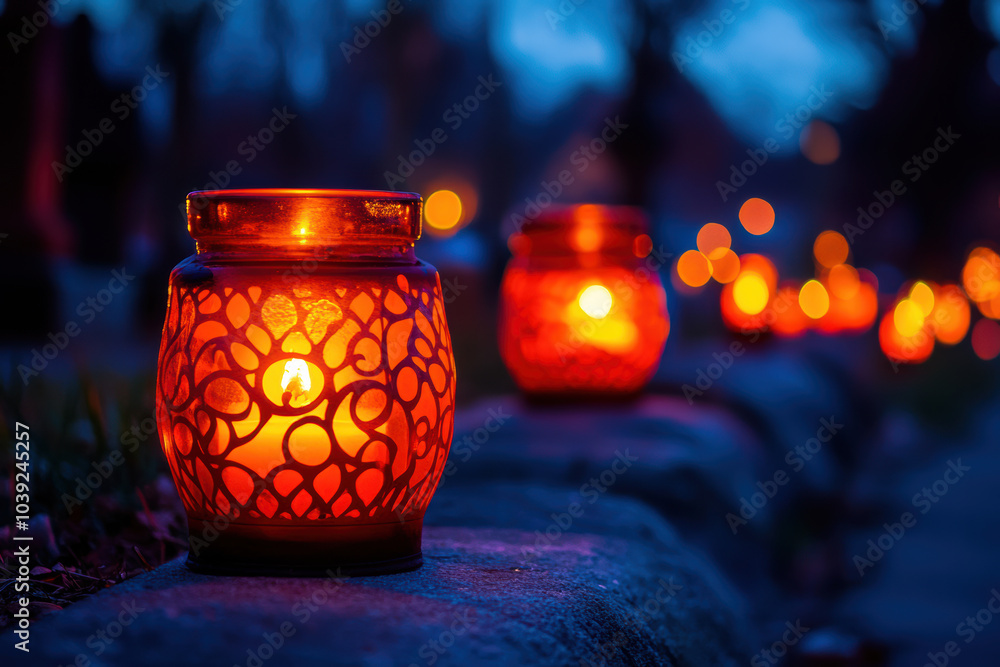 Depth of field shot of cemetery lanterns. Depth of field shot of cemetery lanterns.