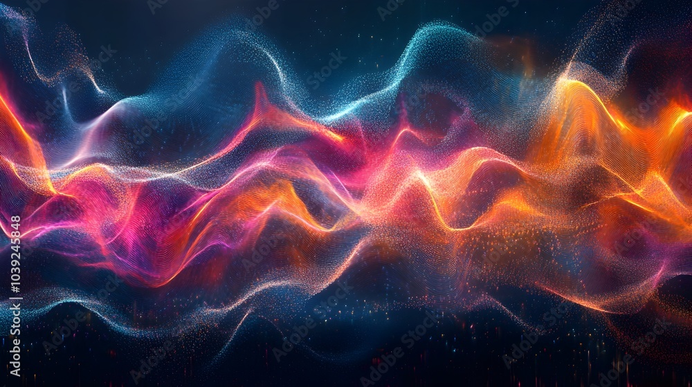 Fototapeta premium Vibrant and Dynamic Abstract Sound Waves Visualization with Mesmerizing Colorful Patterns and Flowing Textures