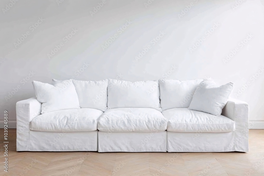 White Sectional Sofa in Minimalist Living Room White Sectional Sofa in Minimalist Living Room