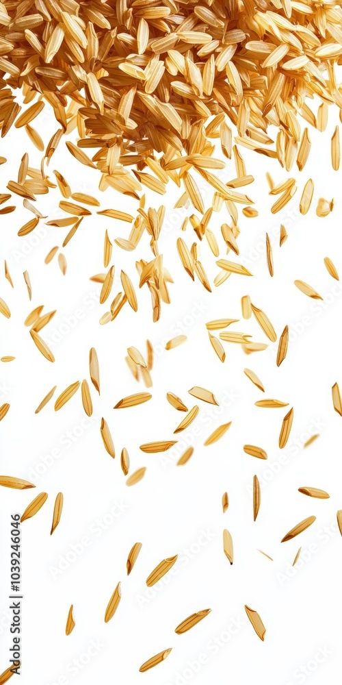 Golden rice grains falling Golden rice grains falling