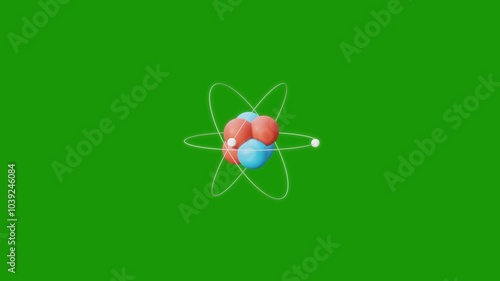 Atom loop animation on green background. Full HD. 4K photo