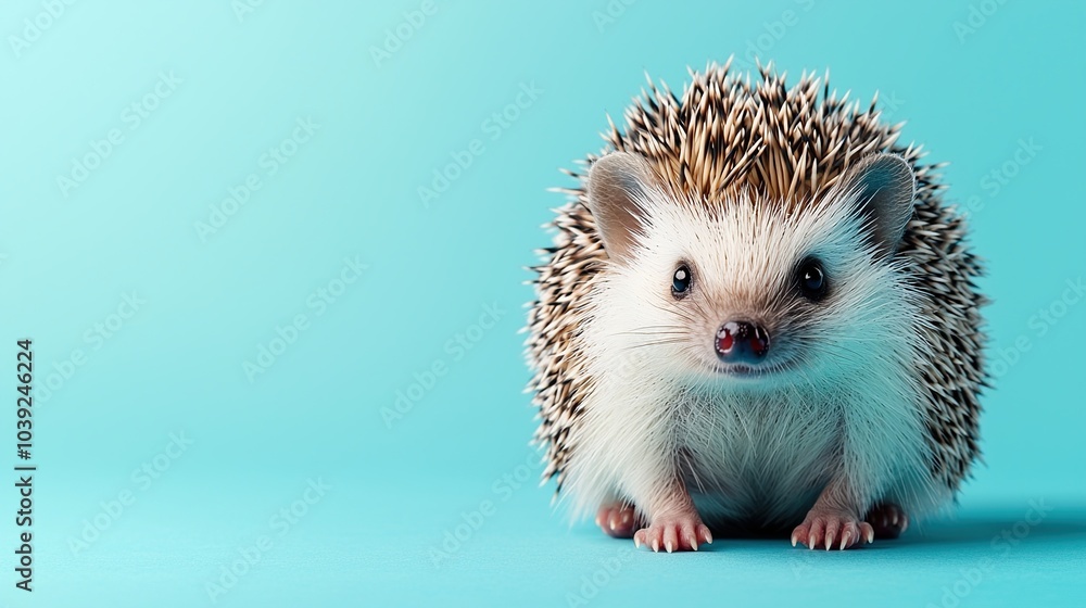Cute Hedgehog on Blue Background Cute Hedgehog on Blue Background