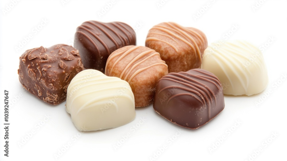 Delicious assorted heart-shaped chocolates arranged attractively, ideal for expressing affection on special occasions Delicious assorted heart-shaped chocolates arranged attractively, ideal for expressing affection on special occasions