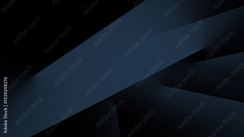 Black dark blue abstract background. Geometric shape. Line stripe angle facet 3d. Shimmer brushed steel metal effect. Modern futuristic. Business technology industrial concept. Template design.Minimal