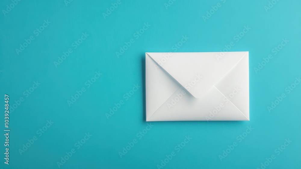 A plain white envelope is placed against a bright blue background, highlighting its clean lines and minimalistic design A plain white envelope is placed against a bright blue background, highlighting its clean lines and minimalistic design