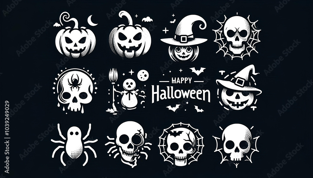 Fototapeta premium Halloween day icon set