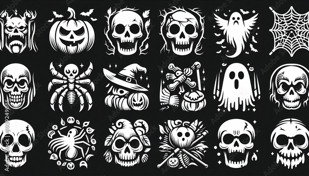 Naklejka premium Halloween day icon set