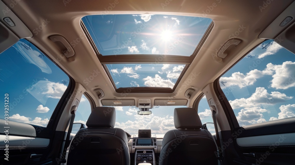 Fototapeta premium Sunroof View Inside Car